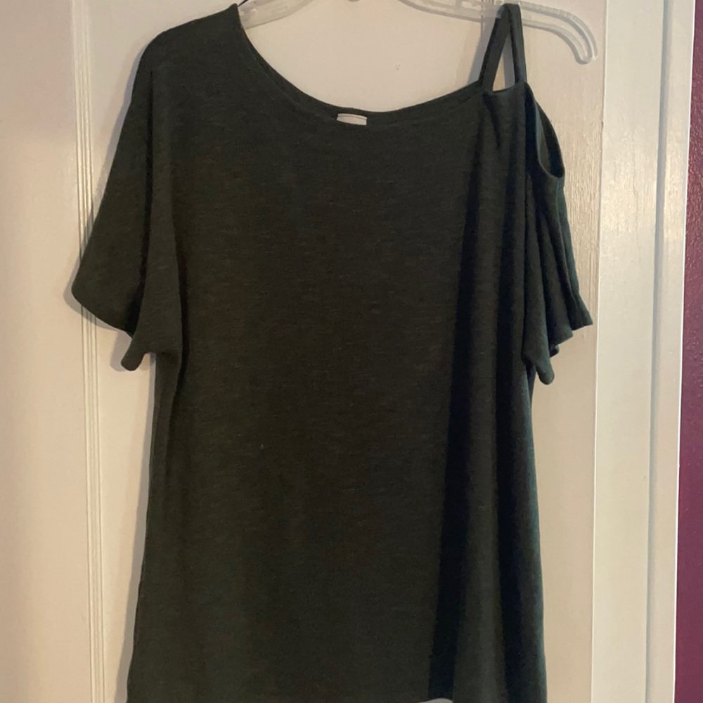 Olive green cold shoulder top